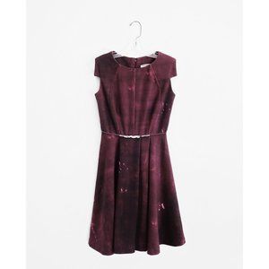 Gary Graham Burgundy Double Knit Wool Dress sz 2